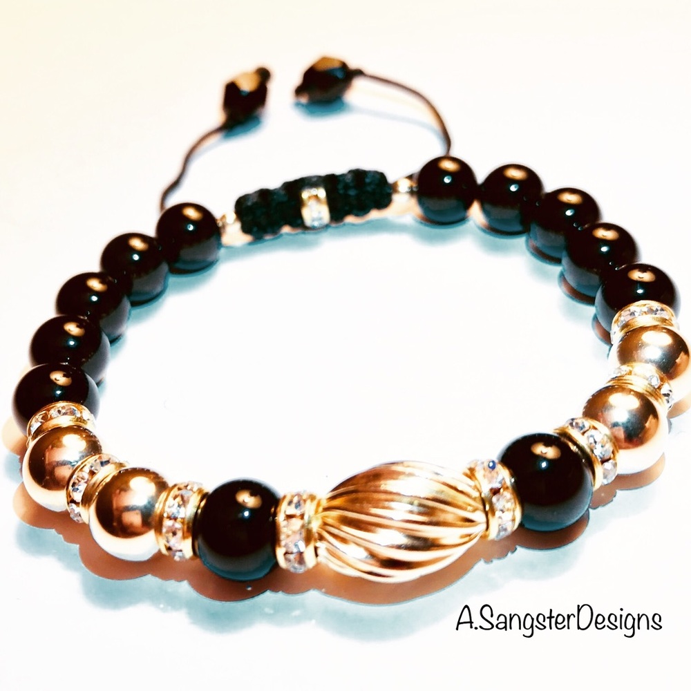 Blinged Out! Black Onyx + 14K GF Beads + Crystals